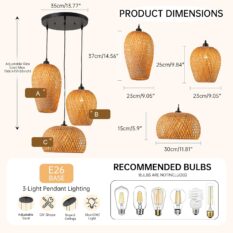 Boho Pendant Light Handcrafted Woven Fixture 1