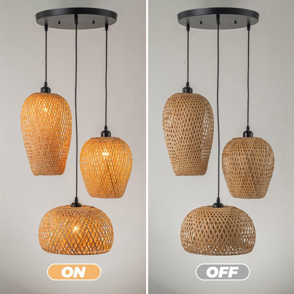 Boho Pendant Light Handcrafted Woven Fixture 3