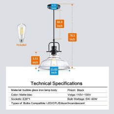 Bubble Glass Shade Industrial Pendant Light 2