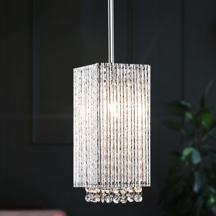 Charming Small Cuboid Chrome Pendant Light 1