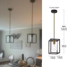 Clear Glass Shade Mini Lantern Pendant 1black and brass dimension