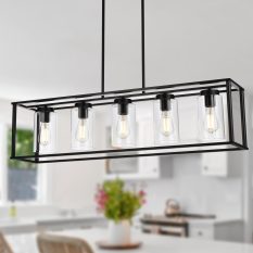 Clear Glass Shade Mini Lantern Pendant 5black