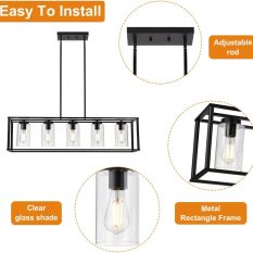 Clear Glass Shade Mini Lantern Pendant 5black installation