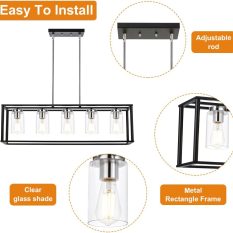 Clear Glass Shade Mini Lantern Pendant black and chrome installation