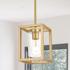 Clear Glass Shade Mini Lantern Pendant Light gold decor