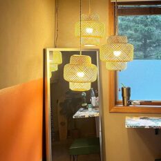 Dimmable Hanging Lamp Woven Bohemian Shade 2