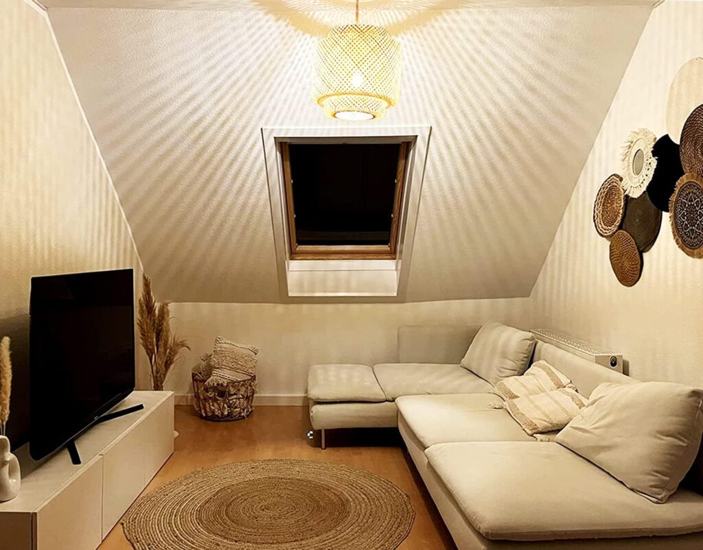 Dimmable Hanging Lamp Woven Bohemian Shade 5
