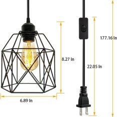 Industrial Vintage Hanging Light Fixture Design dimension