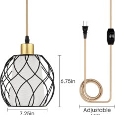 Linen Shade Light Industrial Pendant Fixture 3