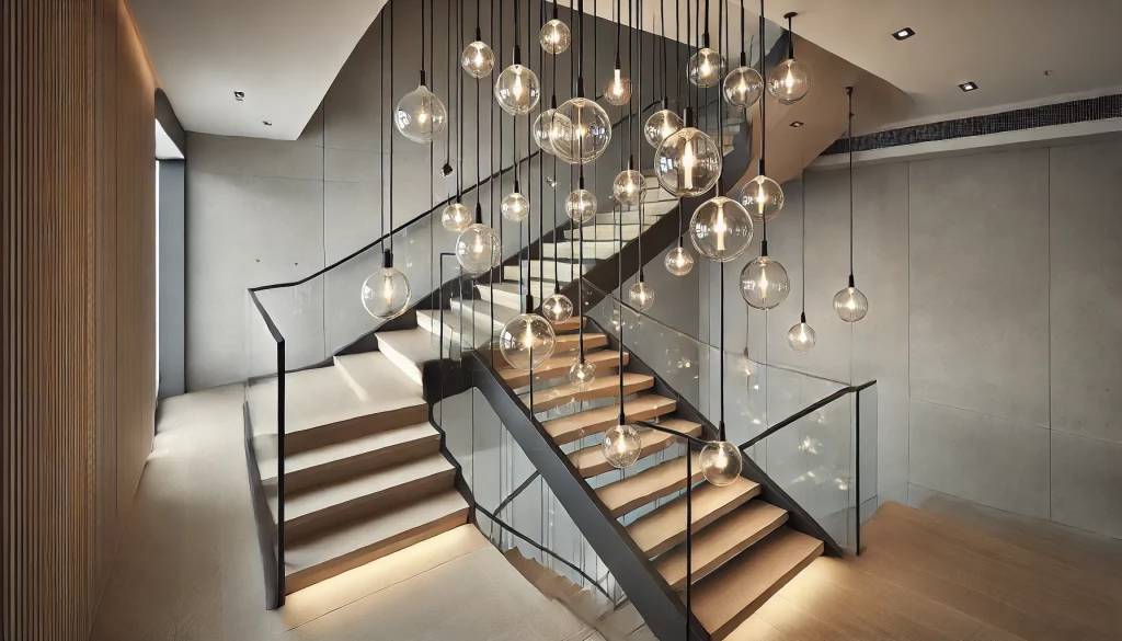 Staircase With Cluster Pendant Lights - 06