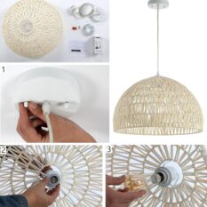 Woven Rattan Fixture Elegant Lighting Solution 6